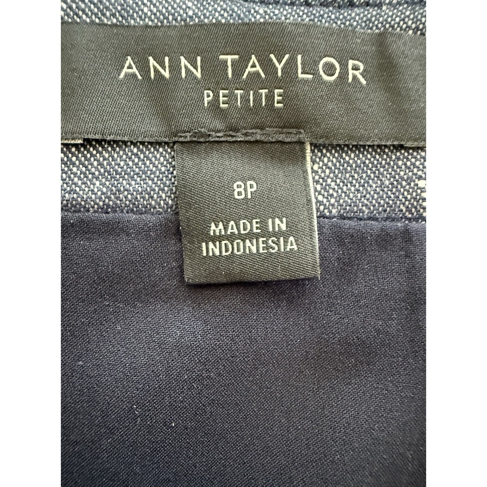 ANN TAYLOR Women's 8P Linen Blend Blue Chambray Belted Skirt Lined Petite NWOT - Picture 15 of 16